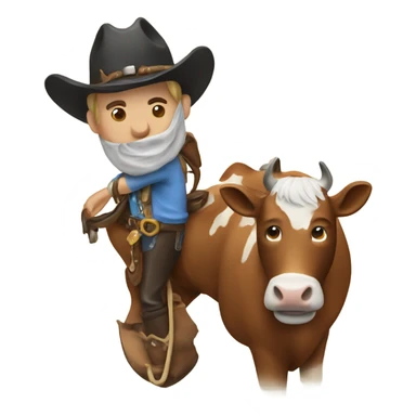 cowboy on a cow with saddle sticker