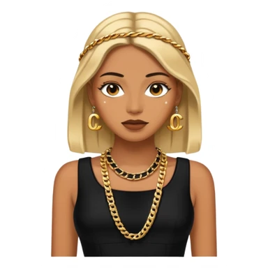 chanel black dress with gold chains sticker