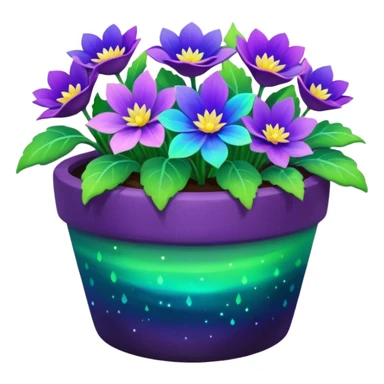 aurora borealis Painted flower clay pot of aurora borealis Colored Petalled Flowers, sticker