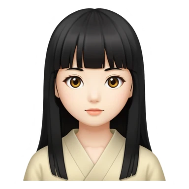 Japanese girl with straight bangs and long straight black hair sticker