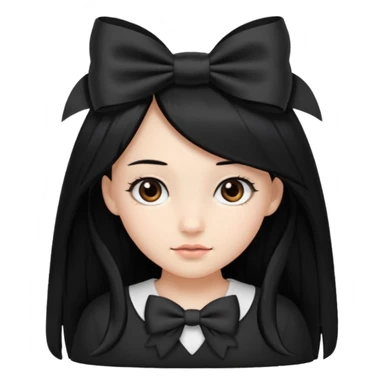 Chica con pelo largo negro con un lazo sticker