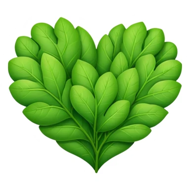 Create a classic disescord style heart emoji made of green leav sticker