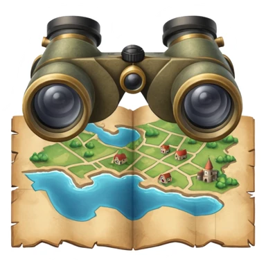 map with binoculars sticker