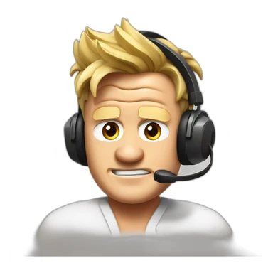 gordon ramsay listening with headphones, cooking sticker