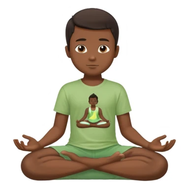 Menino de cabelo escuro, camiseta e bermuda verde claro sentado em pose de Buda sticker