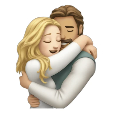 White men hug white woman with long hair  sticker