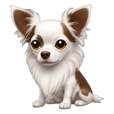 Chihuahua branco e chocolate pelo longo sticker