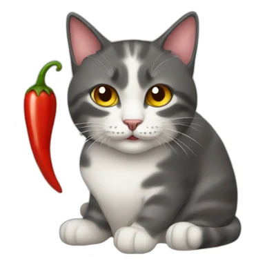 cat with a chili pepper sticker