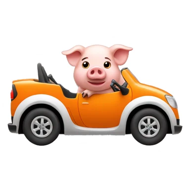 Pig driving orange car sticker