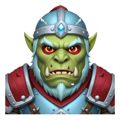 
Fantasy Christmas orc legion soldier icon, iron tundra army theme, heavy winter armor, disciplined brutal look, icy blue steel armor with deep crimson accents, frozen metal texture, cold winter atmosphere, male variant sticker