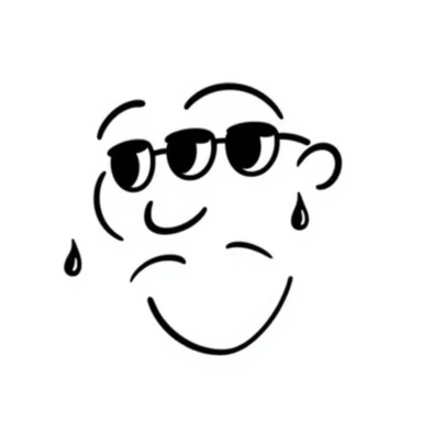 Hand-drawn face with exaggerated sweat drops flying off, stressed expression sticker