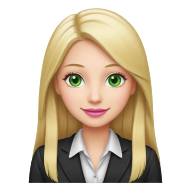 Green eyes office girl with straight long blonde hair barboe sticker