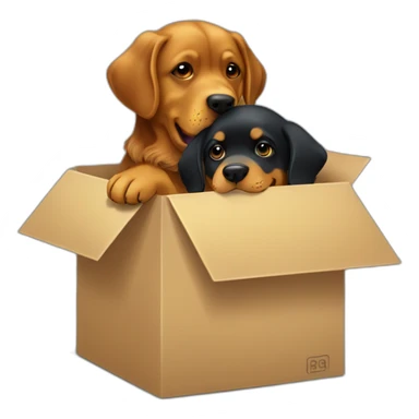 A Rottweiller hugging à golden retriever in box sticker