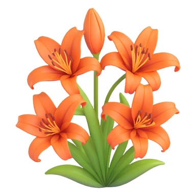 a brown lily flower, 3D style, detailed and glossy sticker