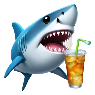 shark with sun glasses drinking a soda sticker