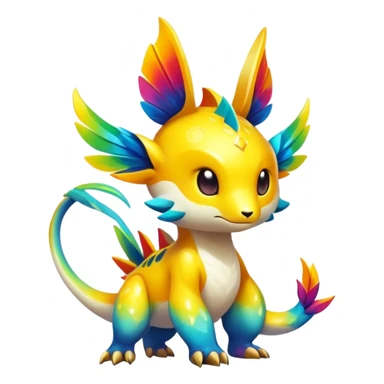 Exotic tropical shiny rare colorful epic cute Fakémon-creature, full body, with random markings sticker