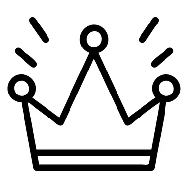black shining crown, realistic shine, metallic look, detailed icon sticker