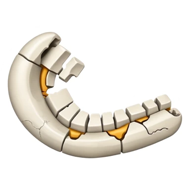 Detached jawbone lying cracked on the ground. sticker