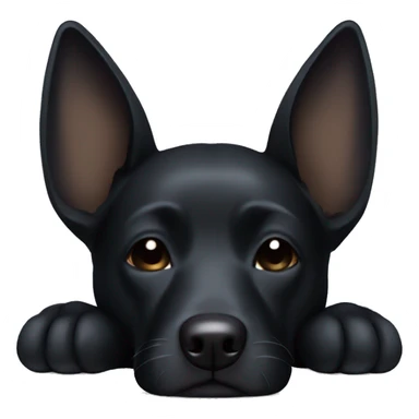 Black dog with pointy ears sleeping sticker