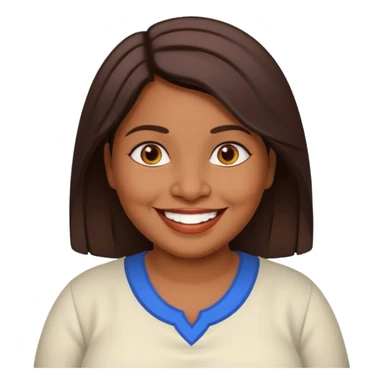 40 yr old chubby Sri Lankan woman, dark skin, straight brown hair, big smile, white teeth, european clothes sticker