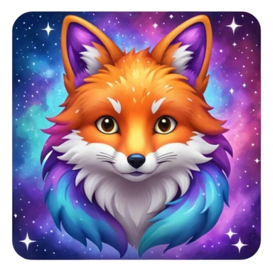 a galaxy print fox sticker
