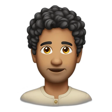 indian man, no beard, short black curly hair, oval face sticker
