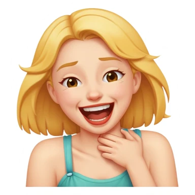 Girl choking herself laughing  sticker
