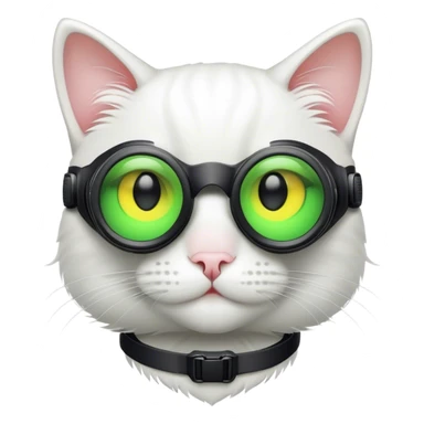 white smile kitty with nigthvision googles sticker