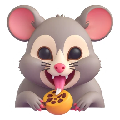 possum eating a tick, 3D emoji style sticker