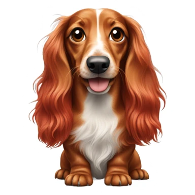 A long-haired marble dachshund stands red-haired sticker