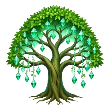 Spiritual magical ethereal tree with crystals hanging in it sticker