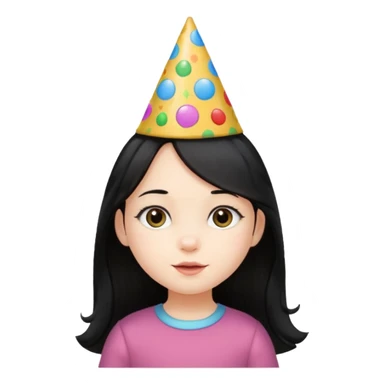 a little girl with long black hair with birthday hat, wearing glassé















 sticker