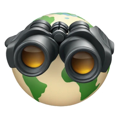 Binoculars on a globe sticker