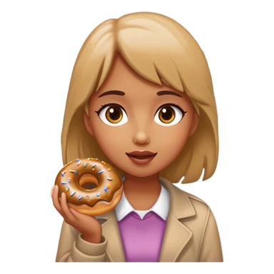 Girl who is walking on a street while eating a donut  sticker