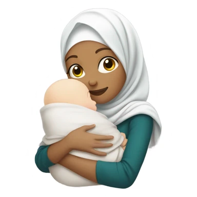 pretty white skin woman with hijab hugging a baby  sticker