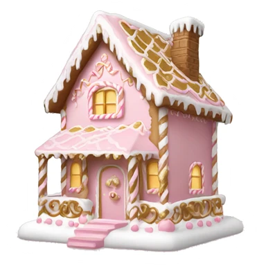 light pink and gold and white gingerbread house sticker