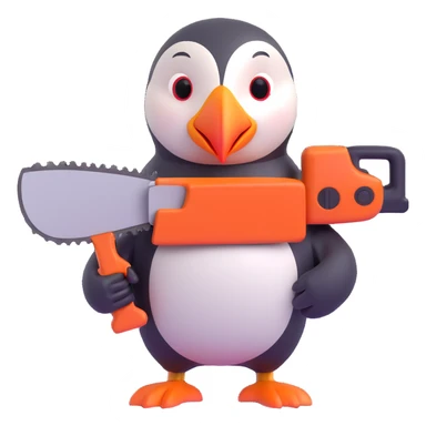 puffin wielding a chainsaw sticker