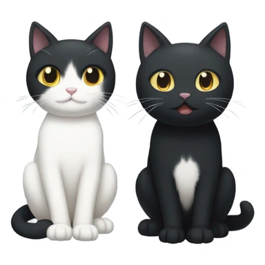 black cat and white cat ghibli style sticker