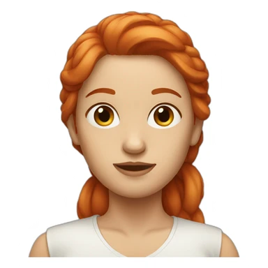 red haired woman with a big forehead sticker