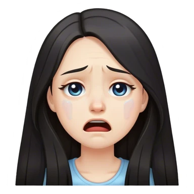 pale girl long dark hair crying sticker