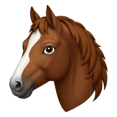 Head of a sorrel horse with a wide white blaze from his forehead, under his forelock, running down his face and under his muzzle, facing forward. sticker