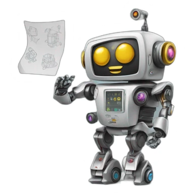 Finicial robot with graphs and tatoos sticker