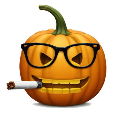 Pumpkin in glasses smoking a cigarette sticker