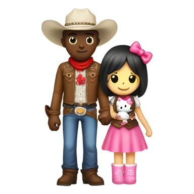 Cowboy and hello kitty holding hands  sticker