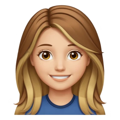 make a girl with long brown hair with blond highlights and layers with hazel eyes middle part sticker