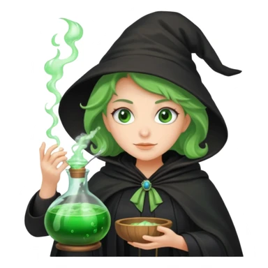 green witch cooking potion sticker