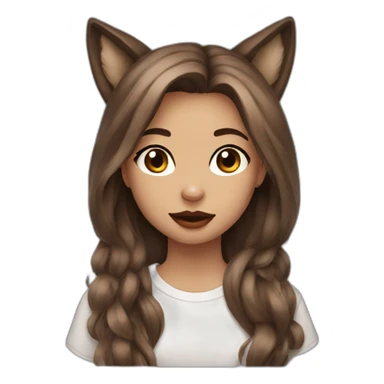  girl brown long hair lipstick wolf ears  sticker