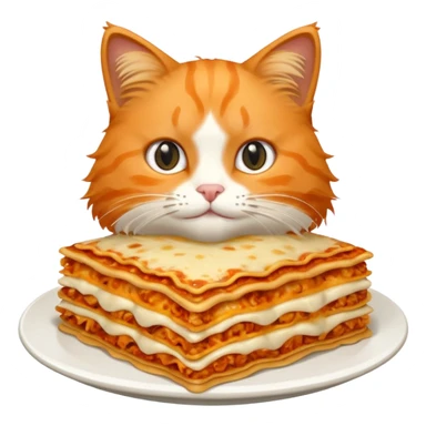 Orange cat eating lasagna sticker