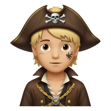 light brown Hispanic boy with blond hair that is dressed as a pirate sticker