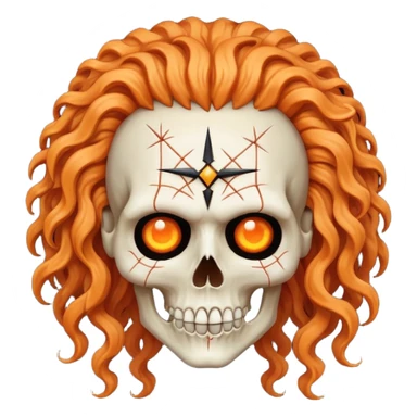 pinhead Hellraiser skull -  huge curly orange hair sticker